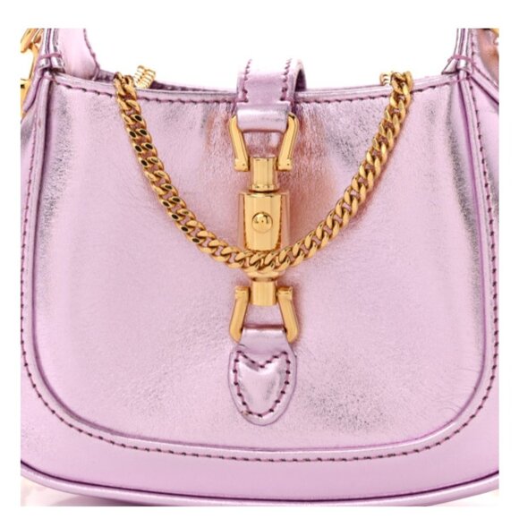 Gucci Laminated Nappa Nano Jackie 1961 Hobo Metallic Pink - Picture 4 of 10